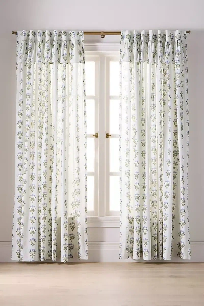 Anthropologie Eudora Cotton Printed Valence Curtain In Green