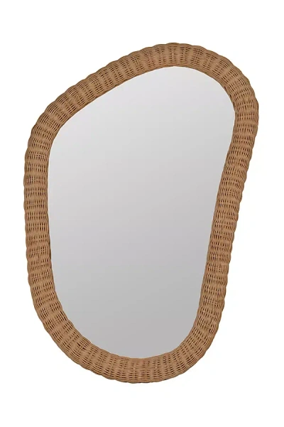 Anthropologie Evelyn Rattan Irregular Wall Mirror In Brown