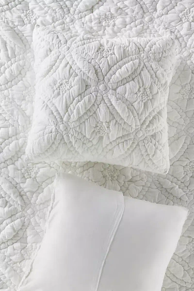 Anthropologie Everly Cotton Floral Euro Sham In White