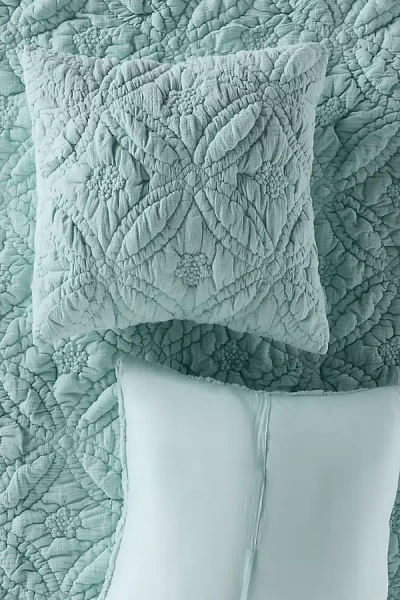 Anthropologie Everly Cotton Floral Euro Sham In Blue