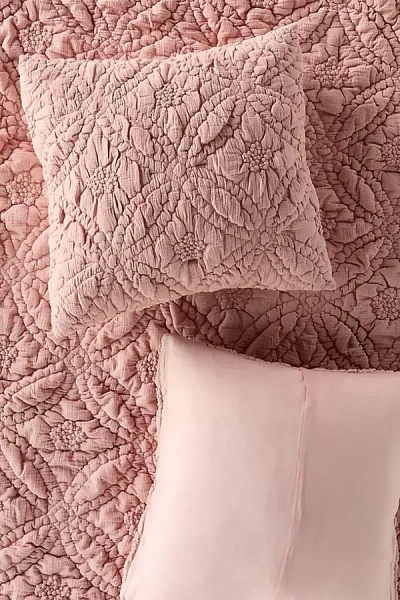 Anthropologie Everly Cotton Floral Euro Sham In Pink