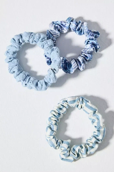 Anthropologie Everyday Scrunchies, Set Of 3 In Blue