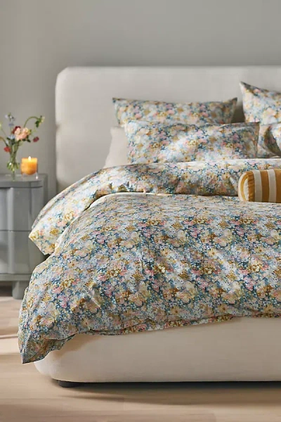 Anthropologie Evie Cotton Floral Organic Printed Duvet In Multi