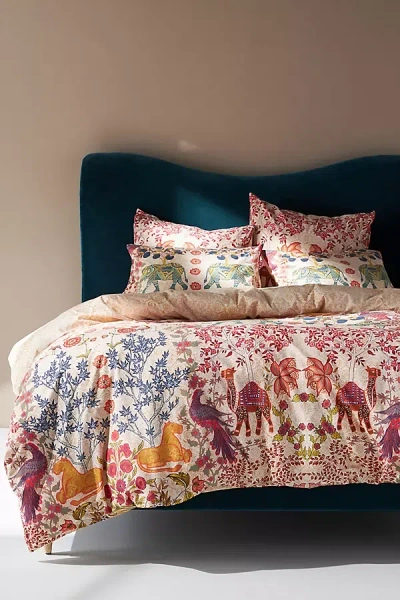 Anthropologie Evie Cotton Floral Organic Printed Duvet In Multi