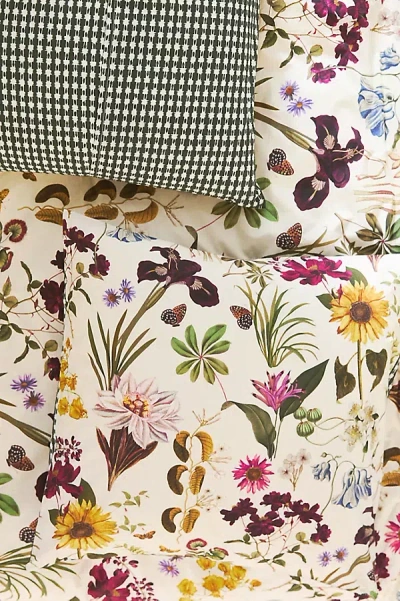 Anthropologie Evie Cotton Floral Organic Printed Euro Sham