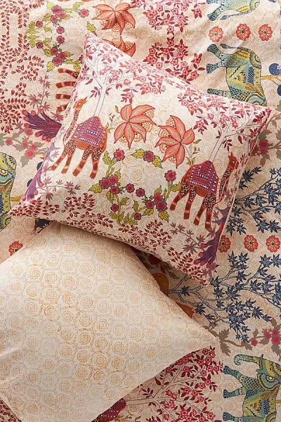 Anthropologie Evie Cotton Floral Organic Printed Euro Sham In Neutral