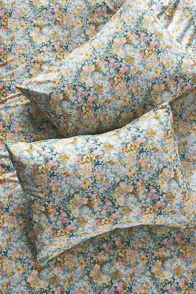 Anthropologie Evie Cotton Floral Organic Printed Shams, Set Of 2 In Multi