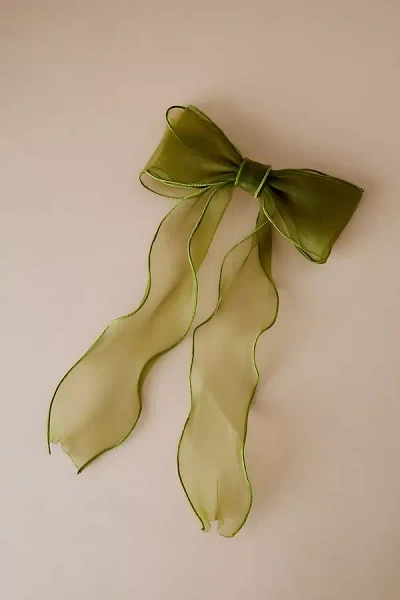 Anthropologie Extra-large Organza Hair Bow In Green