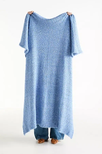 Anthropologie Eyelash Popcorn Knitted Throw In Blue