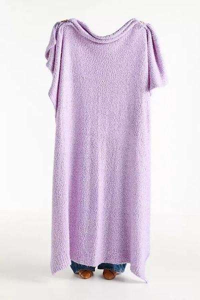 Anthropologie Eyelash Popcorn Knitted Throw In Purple