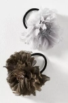 Anthropologie Fabric Flower Hair Ties, Set Of 2 In Brown