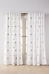 Anthropologie Fall Icons Embroidered Cotton Curtain In White