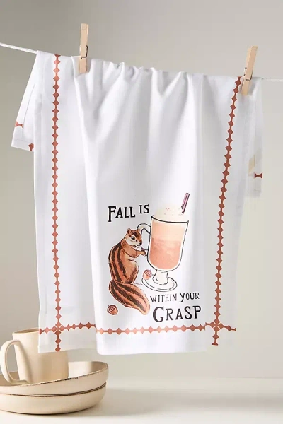 Anthropologie Fall Squirrel Dish Towel In Sand