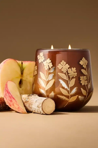 Anthropologie Fallen Leaves Honeycrisp & Oakwood Glass Candle