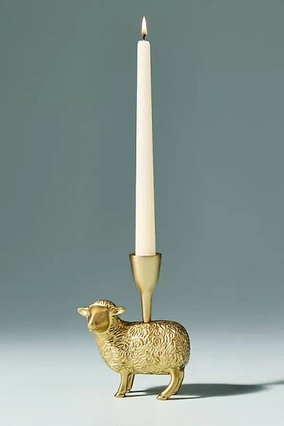 Anthropologie Farm Figural Candle Holder In Gold