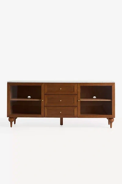 Anthropologie Fern Carrara Marble & Wood Buffet In Brown