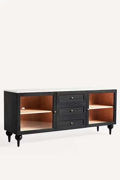 Anthropologie Fern Carrara Marble & Wood Buffet In Black