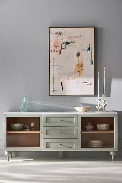 Anthropologie Fern Carrara Marble & Wood Buffet In Gray