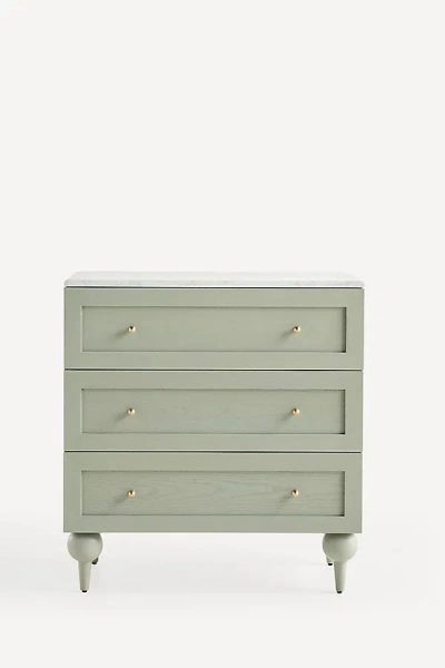Anthropologie Fern Marble-top Three-drawer Dresser In Green