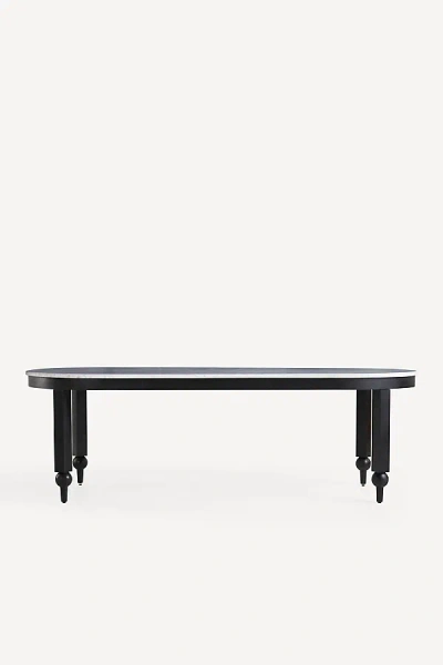 Anthropologie Fern Oval 96" Marble Dining Table In Black