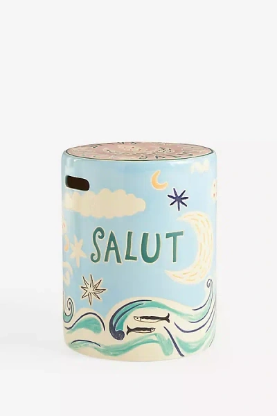 Anthropologie Festa Ceramic Side Table In Blue