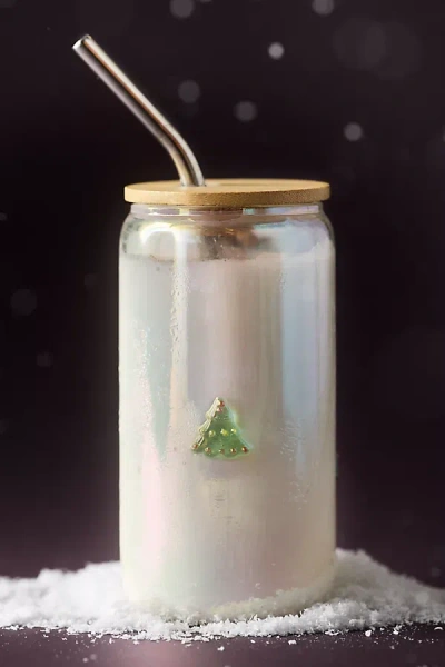 Anthropologie Festive Lustered Icon Juice Glass Tumbler With Lid In Multi