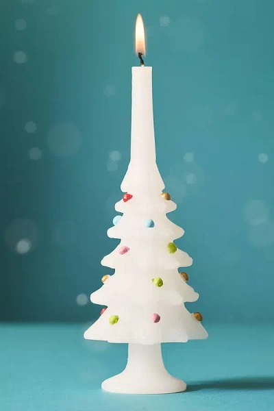 Anthropologie Festive Tree Decorative Shaped Wax Candle In Multi