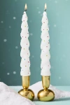 Anthropologie Festive Tree Taper Candles, Set Of 2 In White