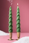 Anthropologie Festive Tree Taper Candles, Set Of 2 In Green