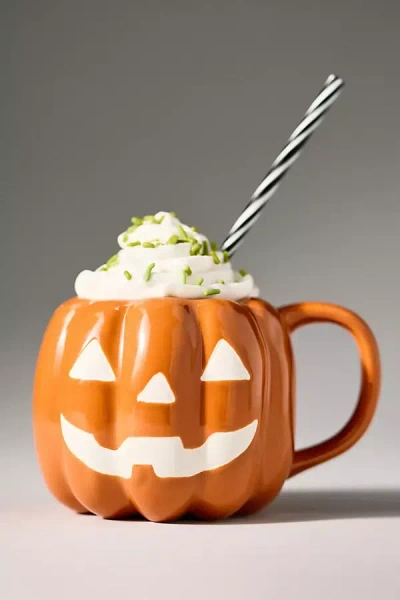 Anthropologie Figural Jack O' Lantern Glazed Stoneware Mug