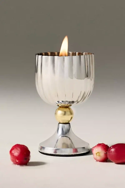 Anthropologie Figural Mini Cocktail Fruity Cranberry Fizz Metal Candle In Gray
