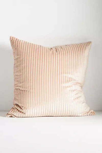 Anthropologie Fiora Ribbed Velvet Pillow In Neutral