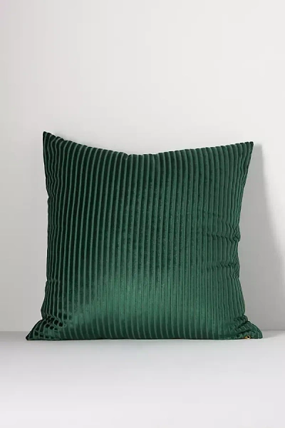 Anthropologie Fiora Ribbed Velvet Pillow In Green