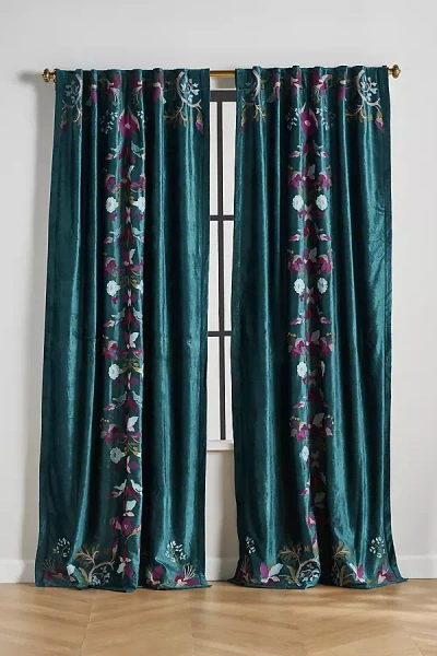 Anthropologie Fiori Blackout Curtain In Green
