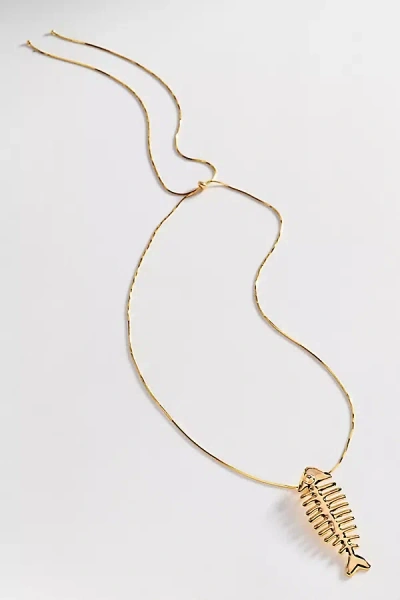 Anthropologie Fish Pendant Necklace In Gold