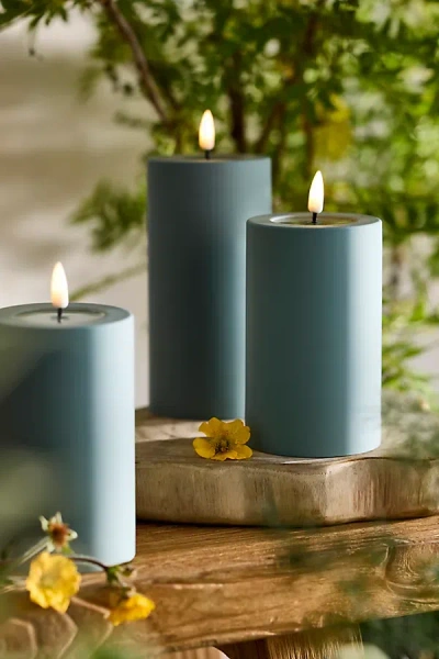 Anthropologie Flameless Wax Outdoor Pillar Candle, Moss