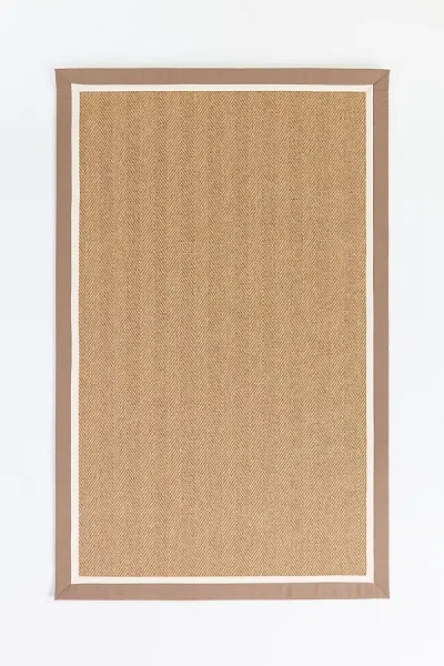 Anthropologie Flatwoven Double Border Performance Outdoor Rug In Brown