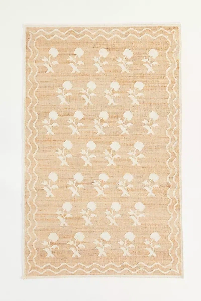 Anthropologie Flatwoven Erin Gates Floral Double Border Jute Rug In Brown