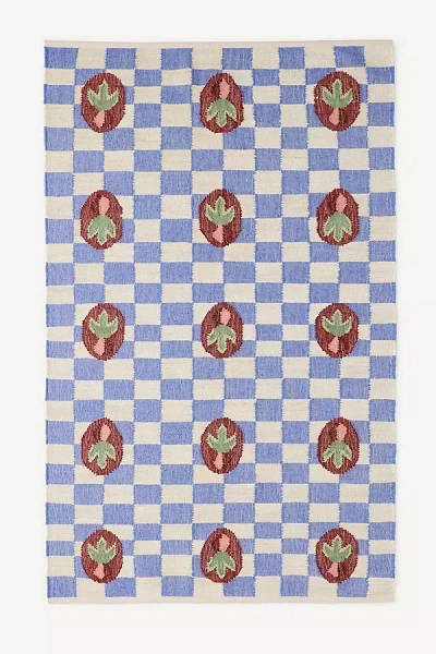 Anthropologie Flatwoven Jute Checkered Radish Rug In Multi