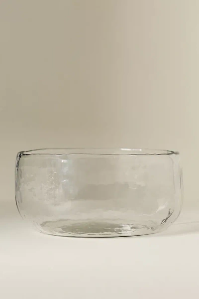 Anthropologie Fleck Artisan Pebbled Glass Serve Bowl In Transparent