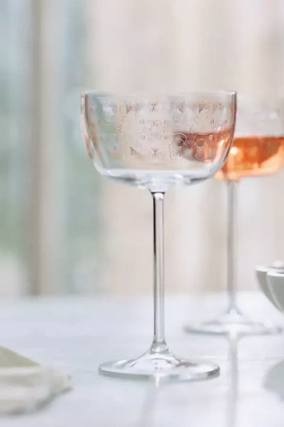 Anthropologie Flora Coupe Glasses, Set Of 4 In Transparent