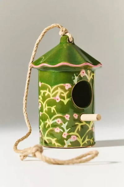 Anthropologie Floral Bird House In Green
