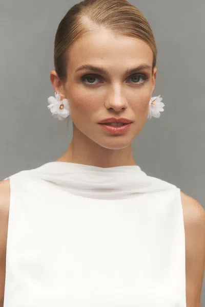 Anthropologie Floral Bloom Post Earrings In White
