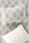 Anthropologie Floral Check Cotton Woven Pillowcase, Set Of 2 In Gray