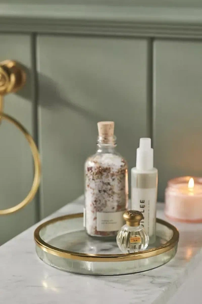 Anthropologie Floral Etched Glass Tray