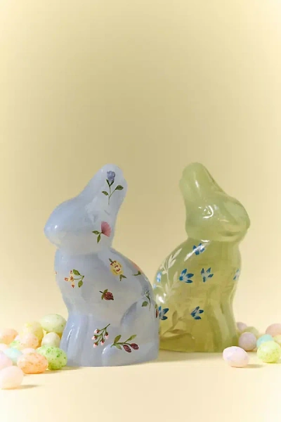 Anthropologie Floral Glass Bunny Decorative Object In Multi