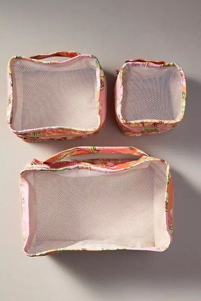Anthropologie Floral Mesh Packing Cubes, Set Of 3