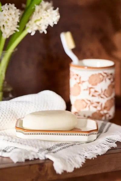 Anthropologie Floral Stoneware Soap Dish In Multi