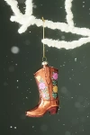 Anthropologie Flower Brown Cowboy Boot Ornament In Multicolor