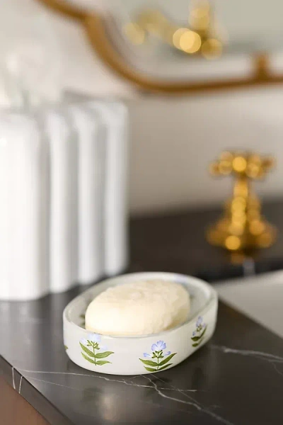Anthropologie Flower Glass Bath Soap Dish In Multi